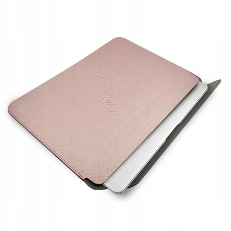 Guess Pokrowiec do MacBook 13 Guess Saffiano Script różowy etui skórza