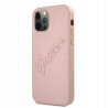 Guess Saffiano Vintage Script — etui do iPhone 12 Pro Max, różowe