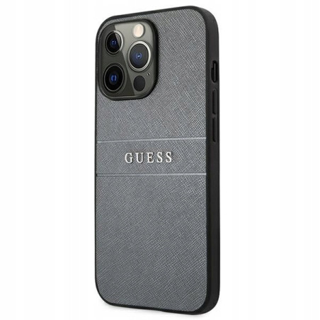 Guess Saffiano Strap tworzywo sztuczne — etui do iPhone 13 Pro, szare
