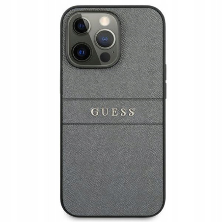 Guess Saffiano Strap tworzywo sztuczne — etui do iPhone 13 Pro, szare
