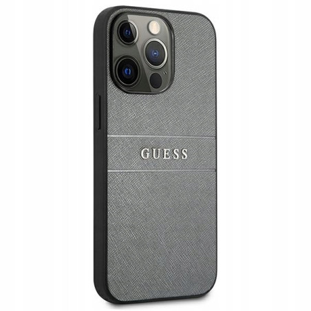 Guess Saffiano Strap tworzywo sztuczne — etui do iPhone 13 Pro, szare