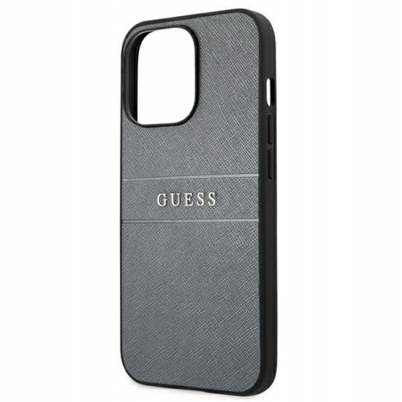 Guess Saffiano Strap tworzywo sztuczne — etui do iPhone 13 Pro, szare