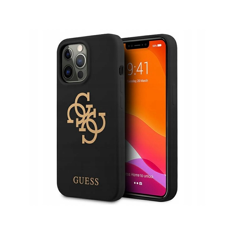 Guess silikonowe 4G Logo — etui do iPhone 13 Pro Max, czarne