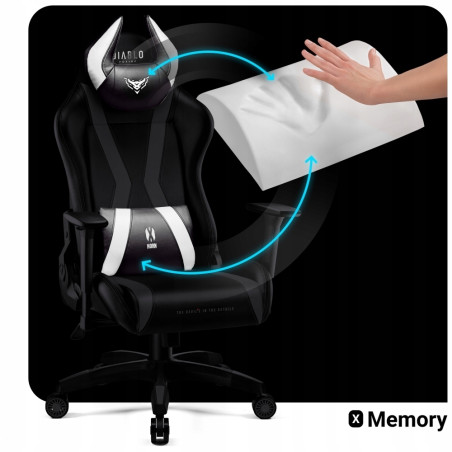 Fotel gamingowy Diablo Chairs X-Horn czarno-biały rozkładany