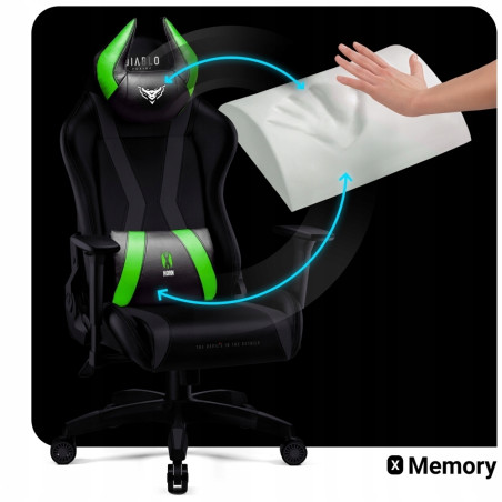 Fotel gamingowy Diablo Chairs X-Horn 2.0 czarno-zielony regulowany