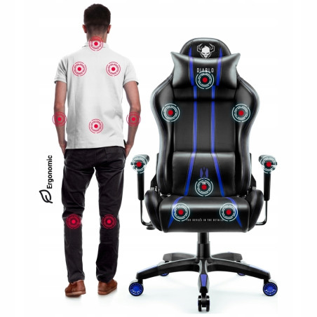Fotel gamingowy Diablo Chairs X-One 2.0 czarno-niebieski skóra sztuczn