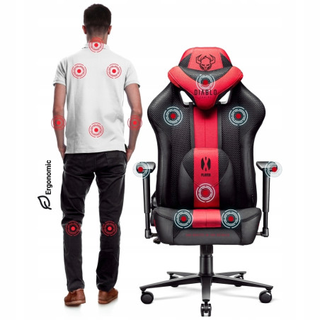 Fotel gamingowy Diablo Chairs X-Player 2.0 karmazynowo-antracytowy buj