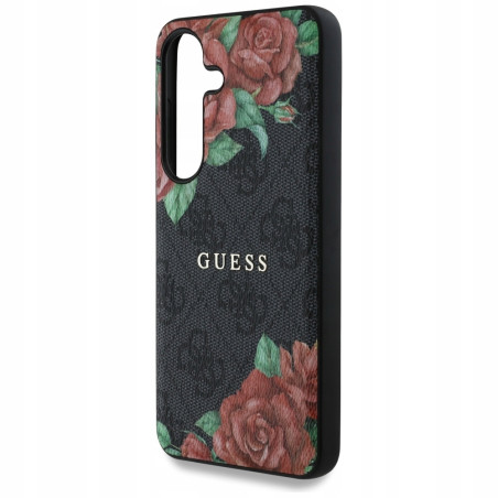 Guess Flowers Print MagSafe — etui do Galaxy S25, czarne