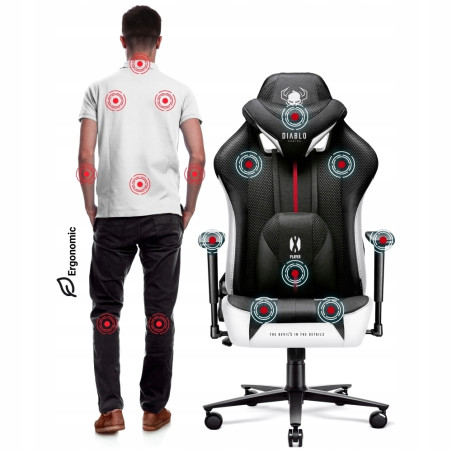 Fotel gamingowy Diablo Chairs X-Player 2.0 King Size biało-czarny buja