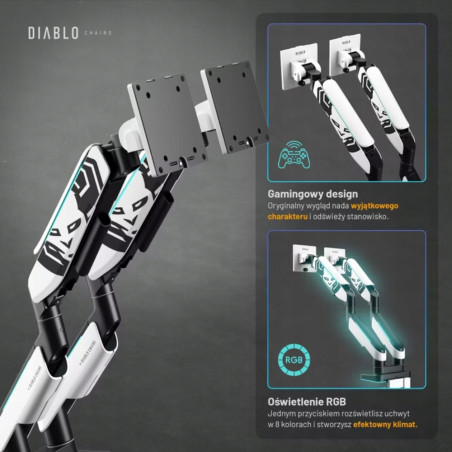 Diablo Uchwyt na monitory podwójny 35 RGB X-Arm Dual VESA 75x75 biało-