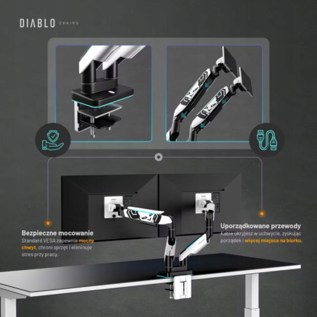 Diablo Uchwyt na monitory podwójny 35 RGB X-Arm Dual VESA 75x75 biało-