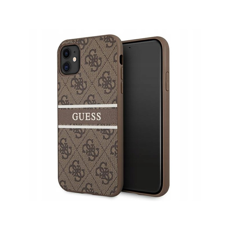 Guess 4G Stripe — etui do iPhone 11, brązowe