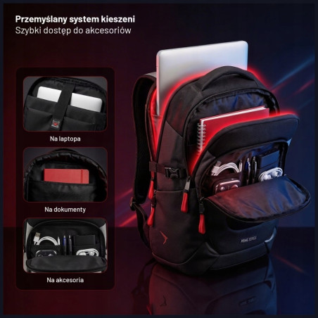 Plecak na laptopa Diablo Chairs Prime czarny wielofunkcyjny szkolny A4