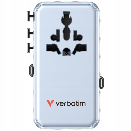 Adapter podróżny Verbatim EU/UK/US GaN 70W USB-C USB-A PD