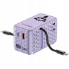 Adapter podróżny EU/UK/US GaN 70W PD 1xUSB C A 2xUSB fioletowy Verbati