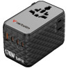 Adapter podróżny EU/UK/US GaN 170W 2xUSB-A 3xUSB-C PD czarny Verbatim