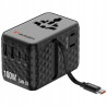 Adapter podróżny Verbatim EU/UK/US GaN 100W USB-C 2xUSB-A PD czarny