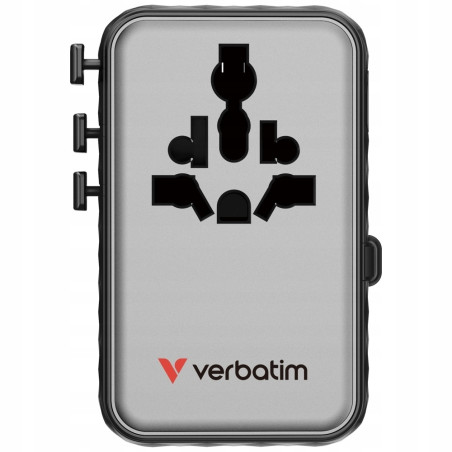 Adapter podróżny Verbatim EU/UK/US GaN 100W USB-C 2xUSB-A PD czarny