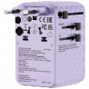 Adapter podróżny EU/UK/US GaN 100W PD fioletowy 2xUSB-C 2xUSB-A Verbat