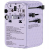 Adapter podróżny EU/UK/US GaN 100W PD fioletowy 2xUSB-C 2xUSB-A Verbat