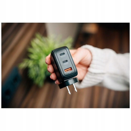 Ładowarka sieciowa GaN 65W USB-C USB-A Quick Charge czarny PD 1x Verba