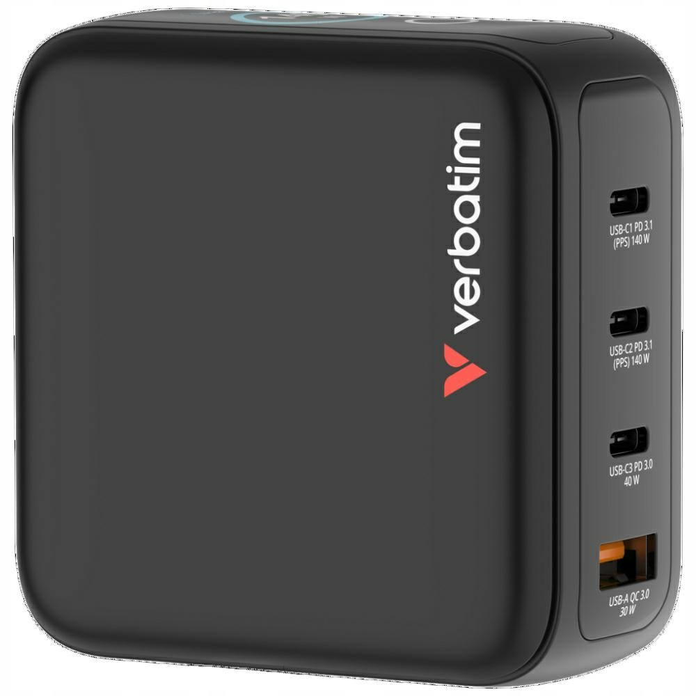 Ładowarka sieciowa Verbatim Mini GaN 140W 3xUSB-C PD/1x USB-A QC adapt