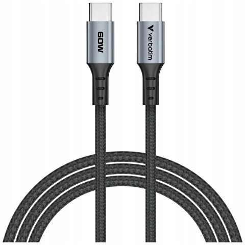 Kabel USB-C do USB-C Verbatim 60W 120cm QC PD czarny Sync Charge przew