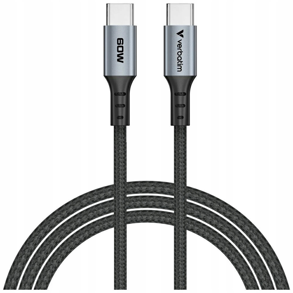 Kabel USB-C do USB-C Verbatim 60W 120cm QC PD czarny Sync Charge przew