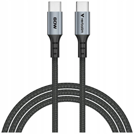 Kabel USB-C do USB-C Verbatim 60W 120cm QC PD czarny Sync Charge przew
