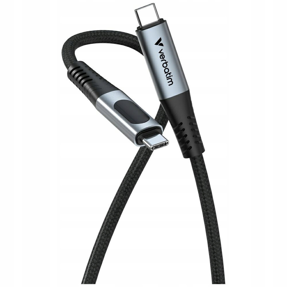 Kabel USB-C do USB-C 100W wyświetlacz 120cm czarny Sync Charge Verbati