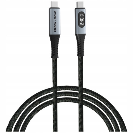 Kabel USB-C 240W z wyświetlaczem 120cm czarny Video Sync Charge Verbat