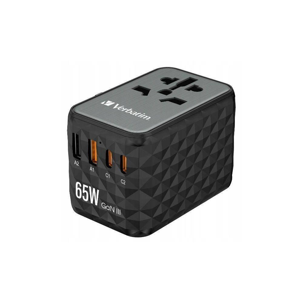 Ładowarka sieciowa 65W Verbatim GaN 2xUSB-A 2xUSB-C czarna Power Deliv