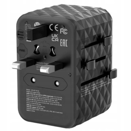 Ładowarka sieciowa 65W Verbatim GaN 2xUSB-A 2xUSB-C czarna Power Deliv