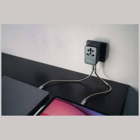 Adapter podróżny EU UK US GaN 100W 4xUSB Verbatim czarny Quick Charge
