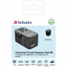 Adapter podróżny EU UK US GaN 100W 4xUSB Verbatim czarny Quick Charge
