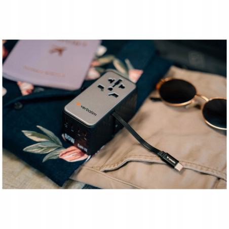Ładowarka sieciowa 85W Verbatim GaN USB-A 3xUSB-C czarna Power Deliver