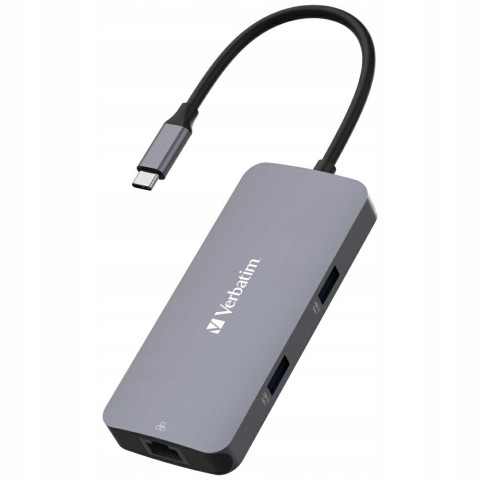 Adapter USB-C HDMI aluminiowy Ethernet 2xUSB-A 3.0 Verbatim Hub