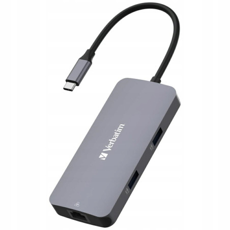 Adapter USB-C HDMI aluminiowy Ethernet 2xUSB-A 3.0 Verbatim Hub