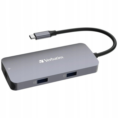 Adapter USB-C HDMI aluminiowy Ethernet 2xUSB-A 3.0 Verbatim Hub