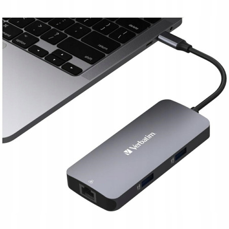 Adapter USB-C HDMI aluminiowy Ethernet 2xUSB-A 3.0 Verbatim Hub