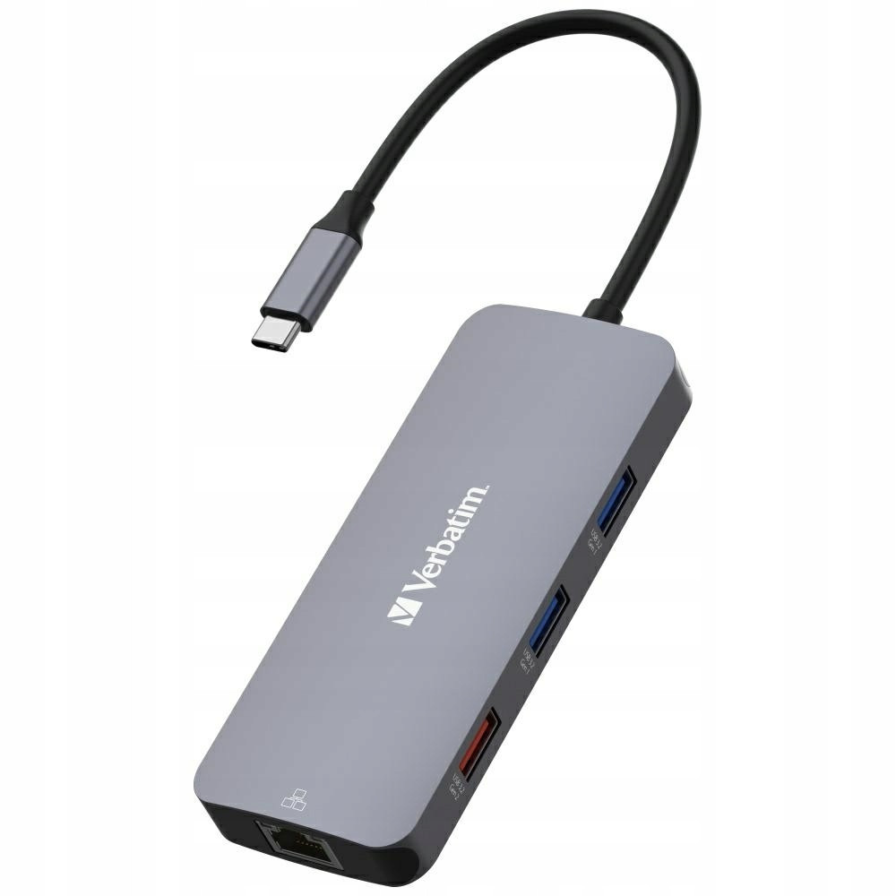 Adapter USB-C HDMI SD microSD aluminiowy 3xUSB-A Verbatim
