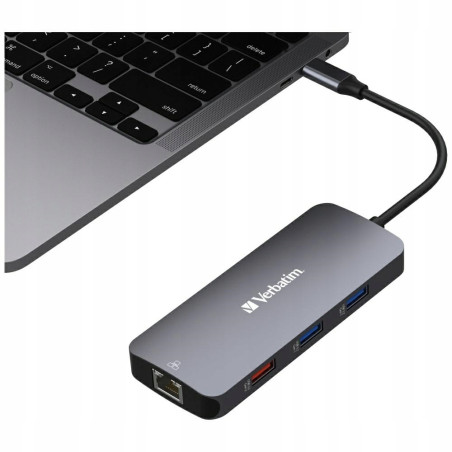 Adapter USB-C HDMI SD microSD aluminiowy 3xUSB-A Verbatim