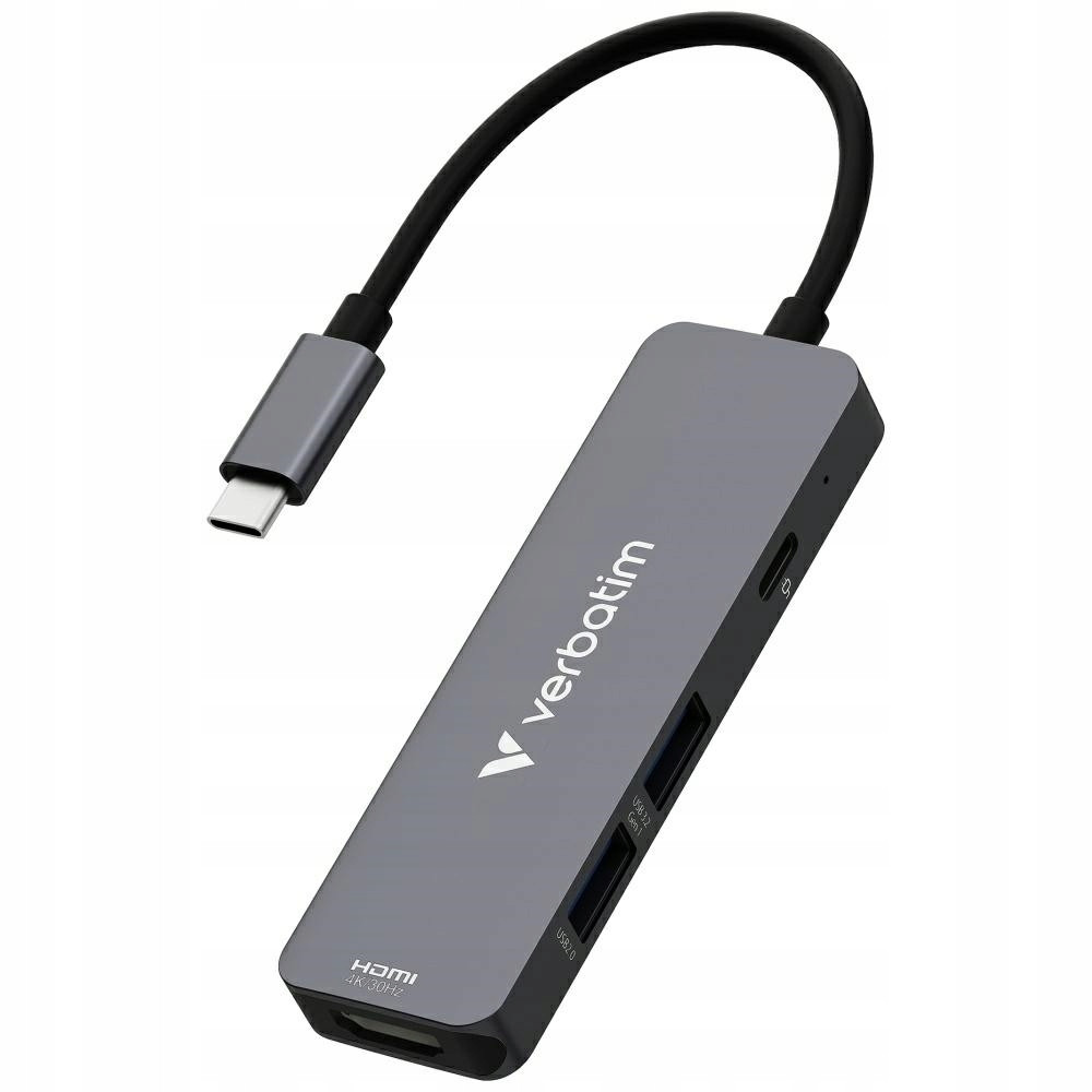 Adapter Hub Verbatim USB-C HDMI USB-A 3.2 aluminiowy