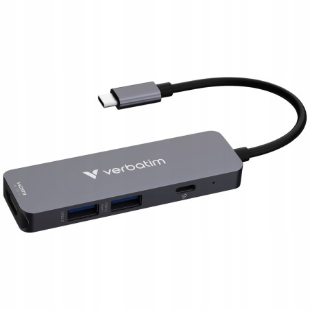 Adapter Hub Verbatim USB-C HDMI USB-A 3.2 aluminiowy