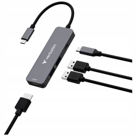 Adapter Hub Verbatim USB-C HDMI USB-A 3.2 aluminiowy