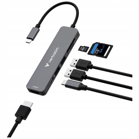 Adapter hub Verbatim USB-C HDMI USB-A 3.2 USB-A 2.0 SD microSD