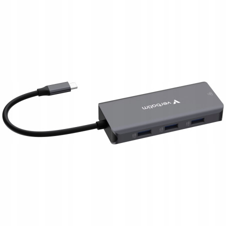 Adapter HUB USB-C HDMI RJ45 aluminiowy 3xUSB-A 3.2 Verbatim