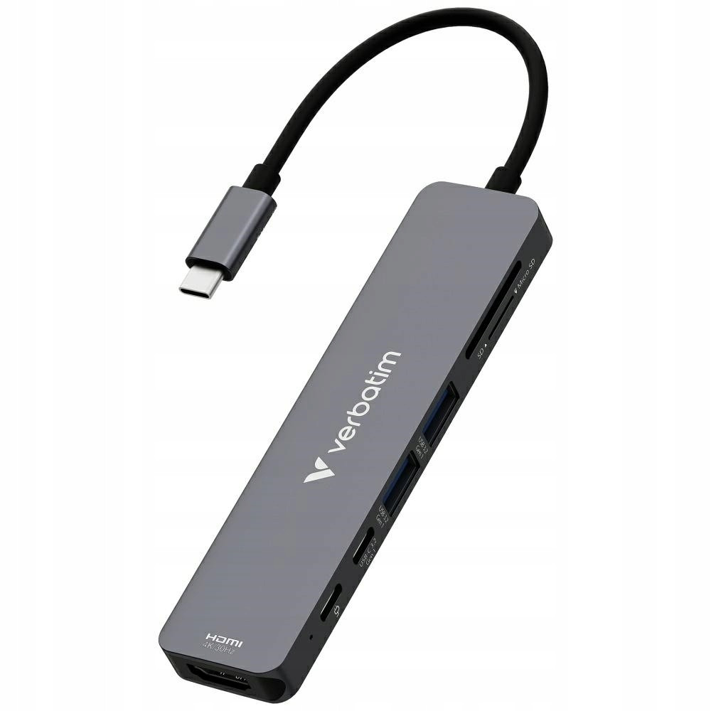 Adapter HUB Verbatim HDMI USB-C 2xUSB-A SD microSD 5 portów przejściów