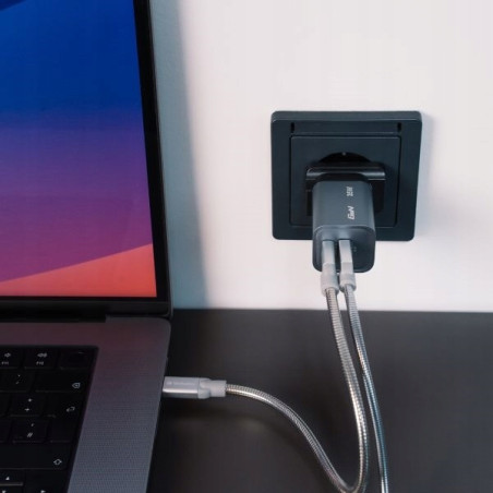 Ładowarka sieciowa 35W Verbatim GaN USB-C USB-A czarna zasilacz