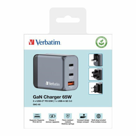 Ładowarka sieciowa GaN USB-C USB-A 3 porty Quick Charge Adapter EU Ver